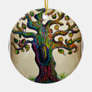 Hippie Tree Ceramic Ornament
