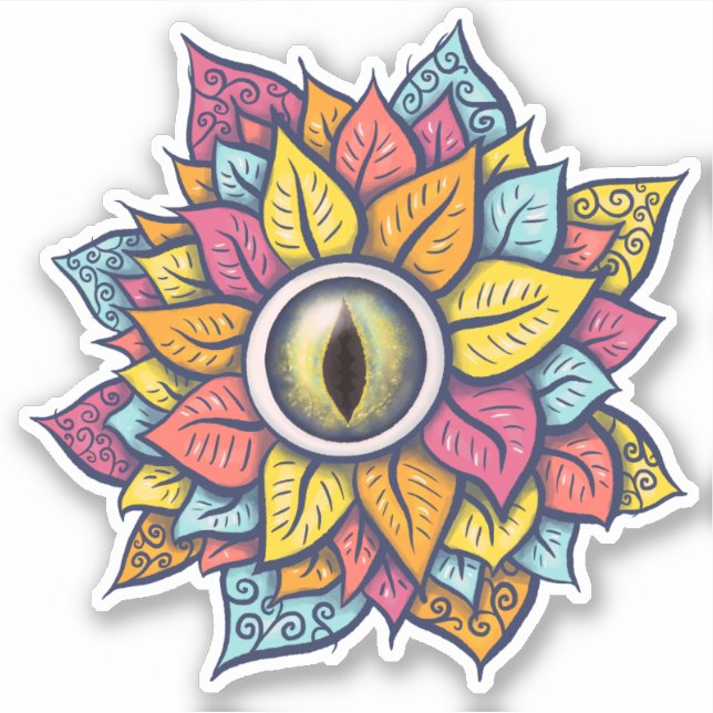 Hippie Trippy Eye Flower Colorful Psychedelic Sticker (Front)