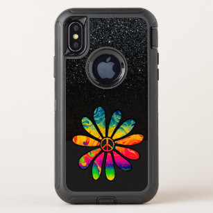 Hippie Trippy Flower Power Peace Sign Psychedelic OtterBox Defender iPhone X Case