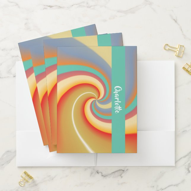 Hippie Trippy Multi coloured Pin Wheel Pattern Pocket Folder (In Situ)