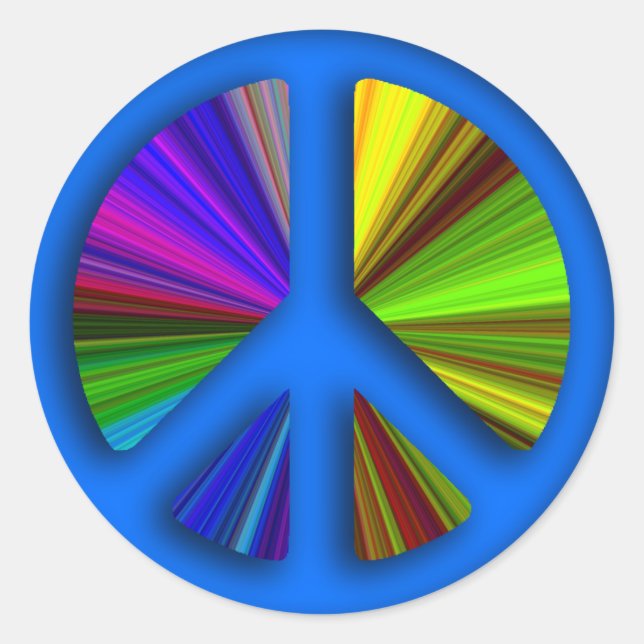 Hippie Trippy Peace Sign Classic Round Sticker (Front)