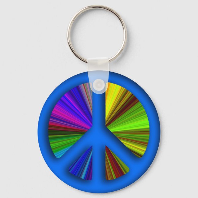 Hippie Trippy Peace Sign Keychain (Front)