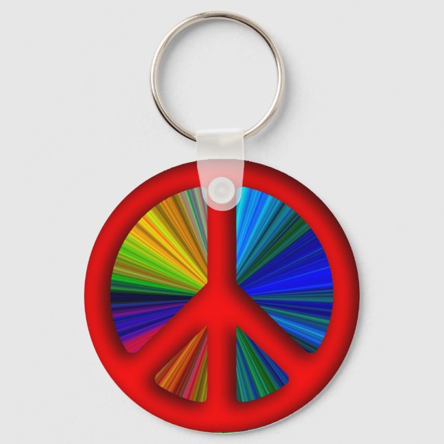 Hippie Trippy Peace Sign Keychain (Front)