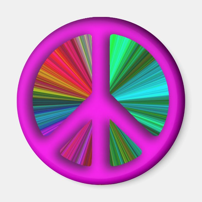 Hippie Trippy Peace Sign Magnet (Front)
