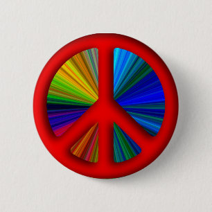 Hippie Trippy Peace Sign Pinback Button