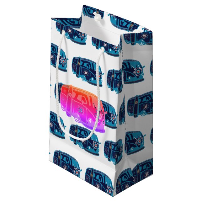 Hippie Van Custom Gift Bag - Small, Glossy (Front Angled)