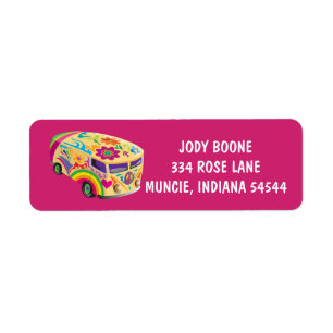 HIPPIE VAN GROOVY PINK Return Address Label