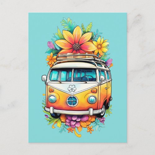 Hippie Van Postcard