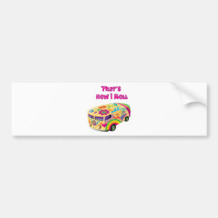 hippie van retro  how i roll bumper sticker