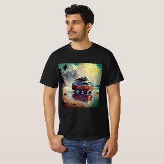 Hippie Van Seascape Traveler Mood Art 