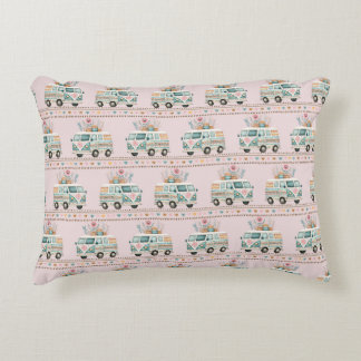 Hippie van with flowers accent pillow