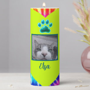Hippie Vibes Custom Photo and Name Cat Paw Pillar Candle
