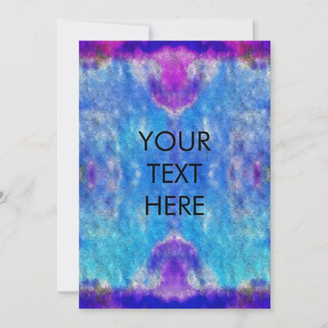 Hippie Watercolor Tie Dye Blank Card Customizable (Front)