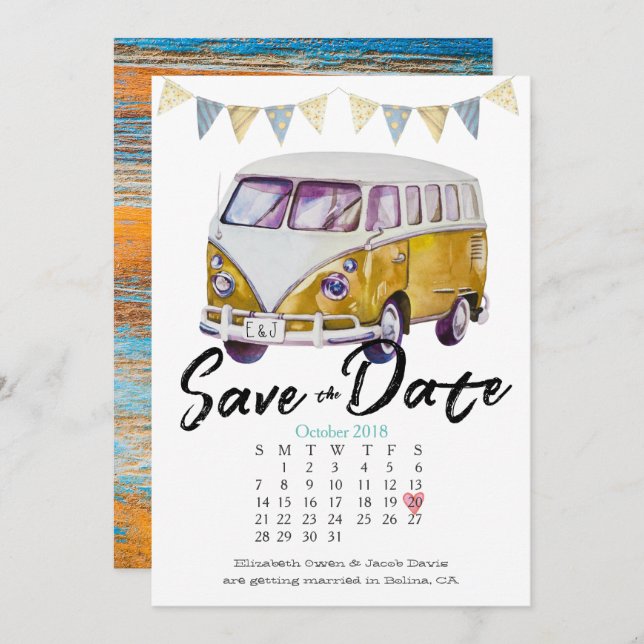 Hippie Wedding Save the Date Invitation (Front/Back)