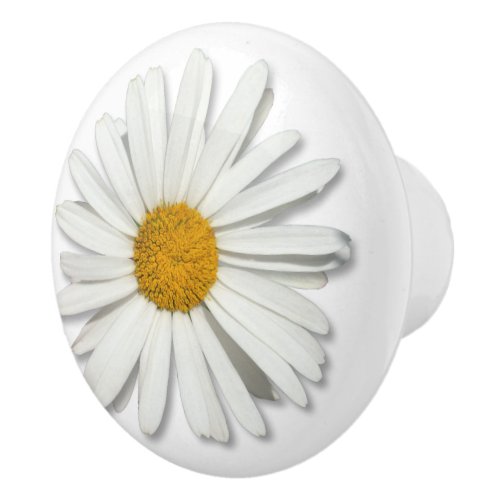 Hippie White Daisy Flower Blossom _ Trendy Fashion Ceramic Knob