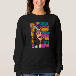 Hippie Woman Groovy Chick Pop Aesthetic 70s Retro Sweatshirt