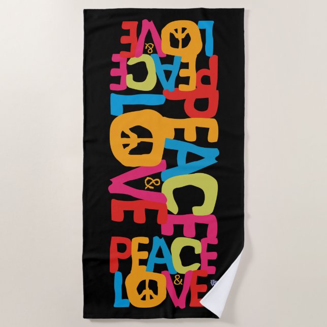 HIPPIE WORLD SUMMER 2021 PEACE AND LOVE BEACH TOWEL (Front)