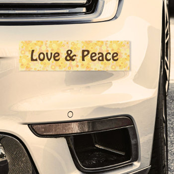 Hippie Yellow 70's Style Flower Power Love & Peace Bumper Sticker by InkSpace at Zazzle