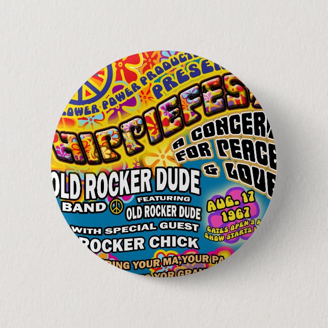 Hippiefest Concert Poster Button (Front)