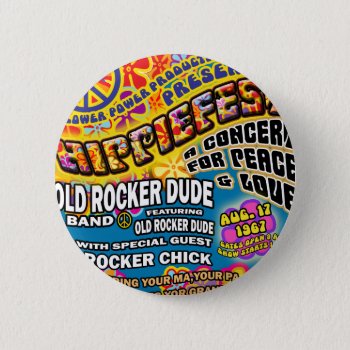 Hippiefest Concert Poster Button by oldrockerdude at Zazzle