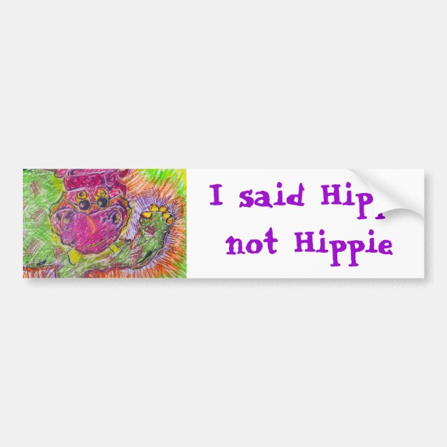 Hippiepotamos Hippie Hippo Bumper Sticker (Front)