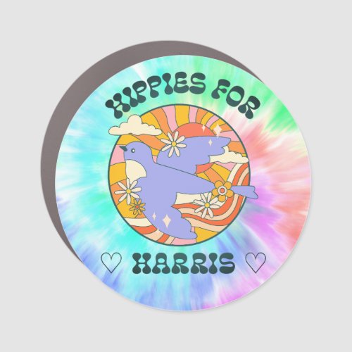 Hippies for Harris Tie_Dye Peace  Love Car Magnet