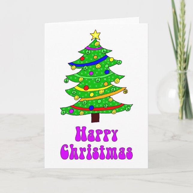 Hippie's Happy Christmas Tree Holiday Card (Front)