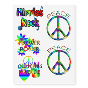 Hippies Peace Variety Temporary Tattoos