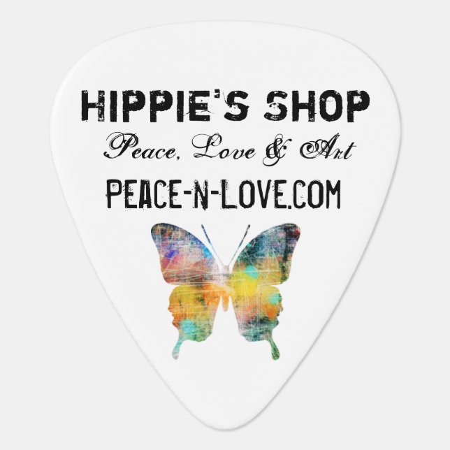 Hippie's Shop Promotional Value Butterfly Guitar Pick (Front)
