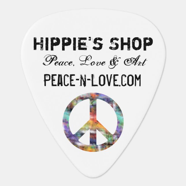 Hippie's Shop Promotional Value Peace Sign Guitar Pick (Front)