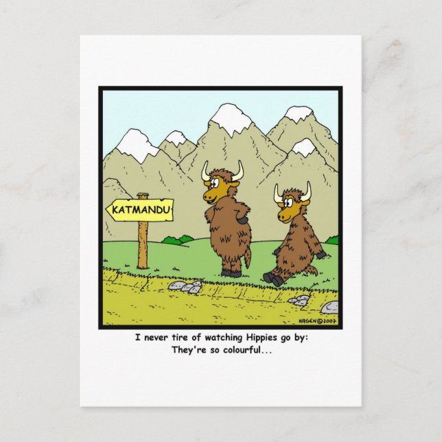 Hippies: Yak cartoon Postcard (Front)