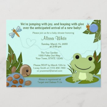 Hippity Frog Baby Shower Invitation Turtle Snail by MonkeyHutDesigns at Zazzle
