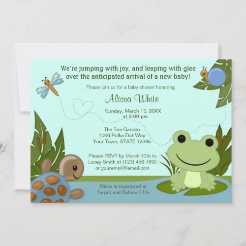 Hippity Frog Baby Shower Invitation turtle snail