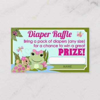 Hippity Frog Girl Diaper Raffle Tickets Enclosure Card by MonkeyHutDesigns at Zazzle