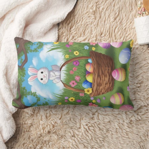 Hippity Hop Bunny Throw Pillow
