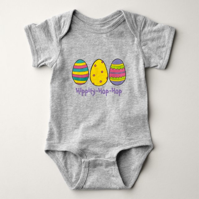 Hippity-Hop-Hop Pink Easter Bunny Egg Hunt Eggs Baby Bodysuit (Front)