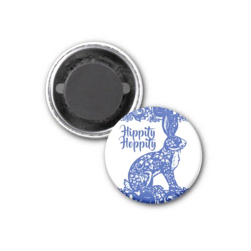 Hippity Hoppity Bunny Rabbit Blue Willow Spring   Magnet