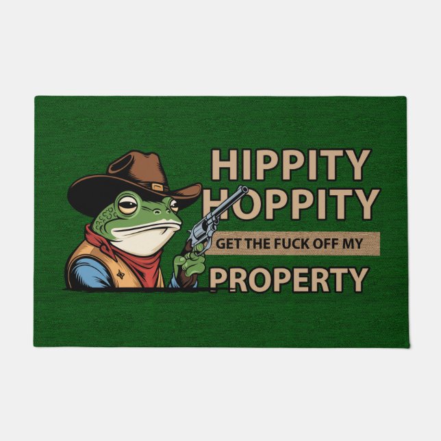 Hippity Hoppity Doormat – Funny Welcome Mat  (Front)