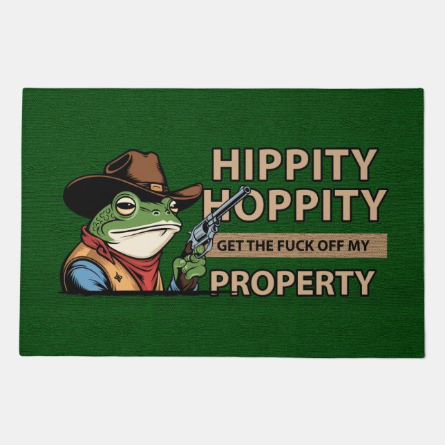 Hippity Hoppity Doormat – Funny Welcome Mat for En (Front)