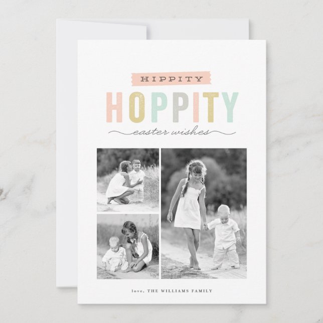 Hippity Hoppity Easter | Photo Collage Easter Holiday Card (Front)