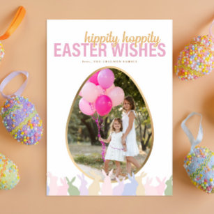 Hippity Hoppity Easter Photo Holiday Flat Card