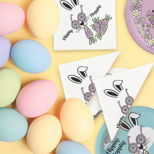 Hippity Hoppity Flower Power Bunny Easter Napkins