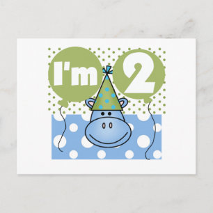 Hippo 2nd Birthday Tshirts and Gifts Postcard