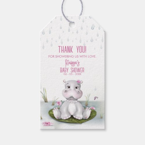Hippo Adventure Girl Baby Shower Gift Tags