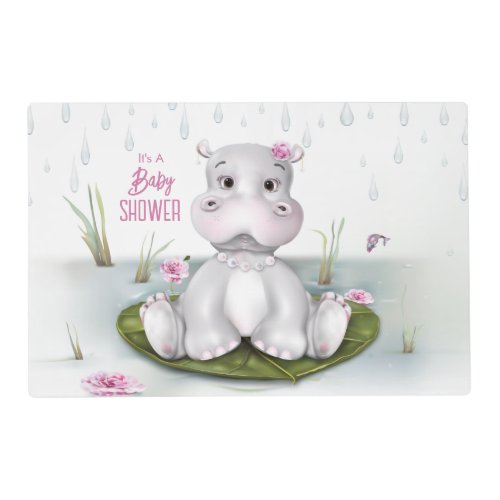 Hippo Adventure Girl Baby Shower Placemat