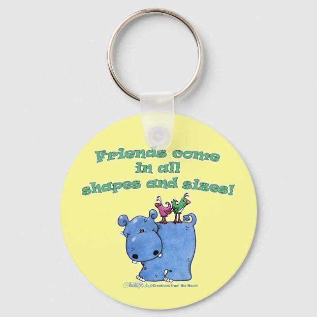 Hippo and Bird Friends Keychain (Front)