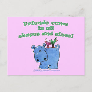 Hippo and Bird Friends Postcard
