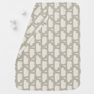 Hippo and bird - sage green - nursery baby blanket