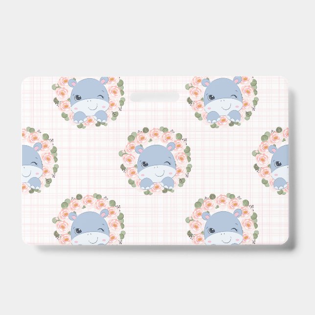 Hippo And Flower Tattoo Badge (Front)