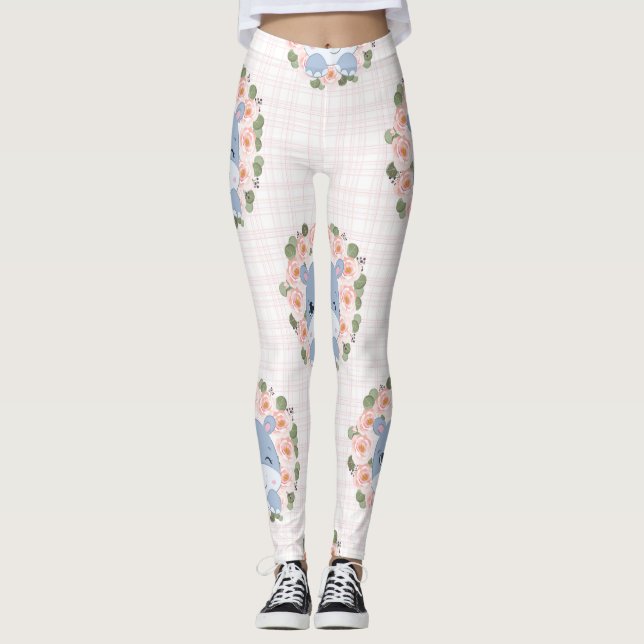 Hippo And Flower Tattoo Leggings (Front)
